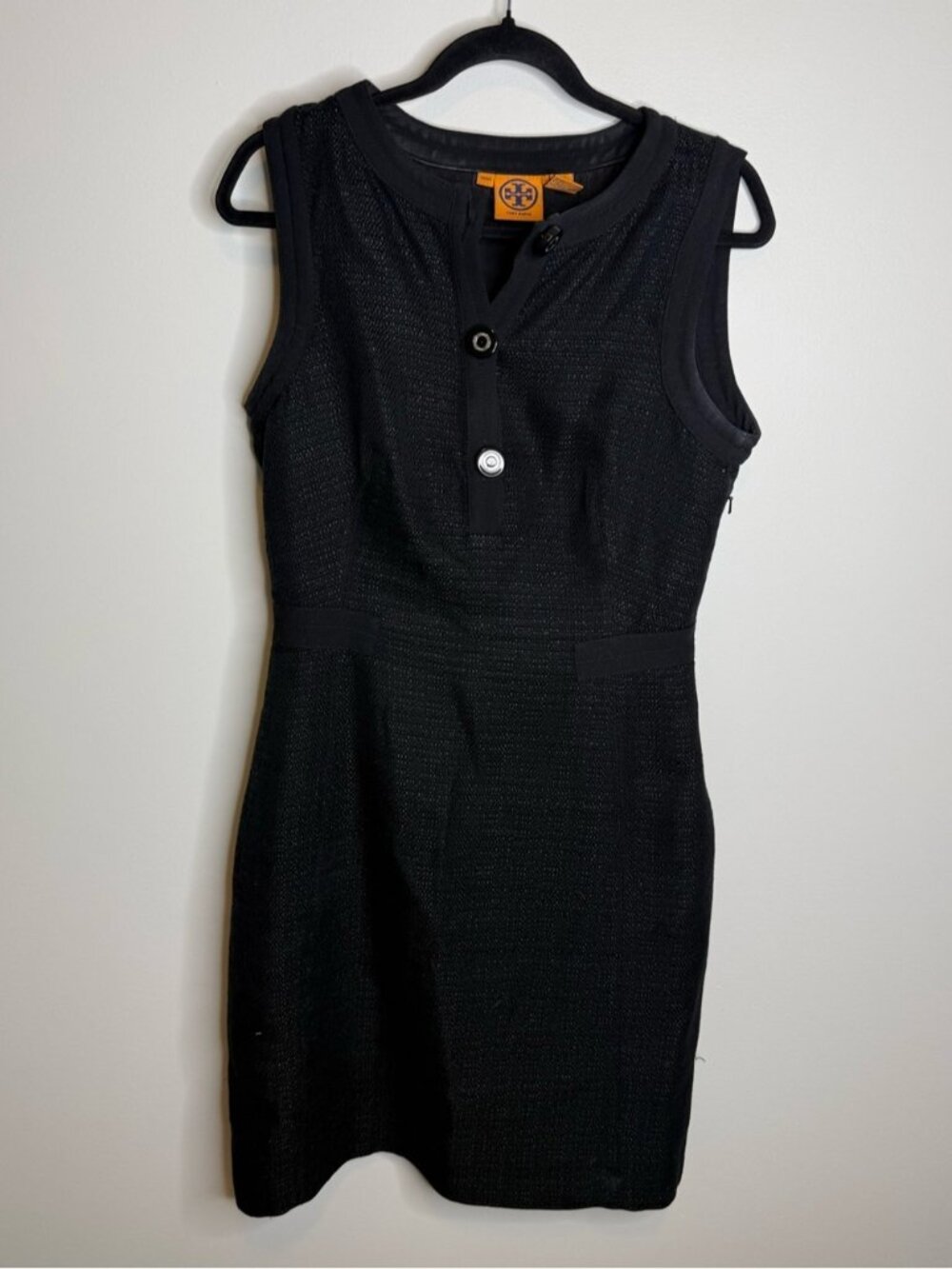 Tory Burch Black Textured Sleeveless Midi Dress size 8